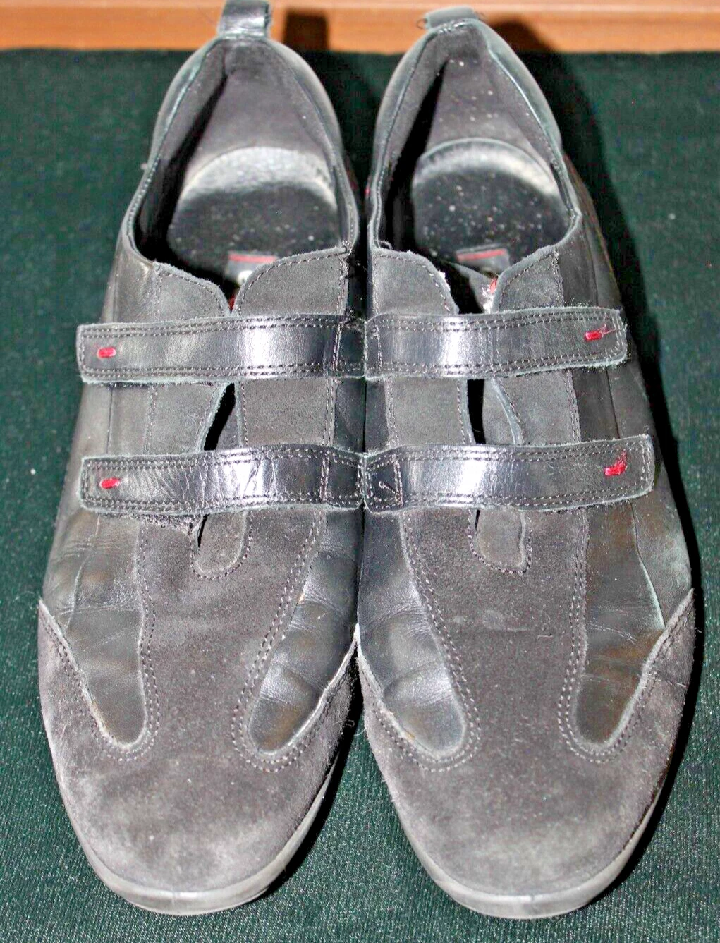 Ecco Sneaker Flats donna US 9 EU 40 pelle scamosciata nera gancio e passante comode usate in ottime condizioni