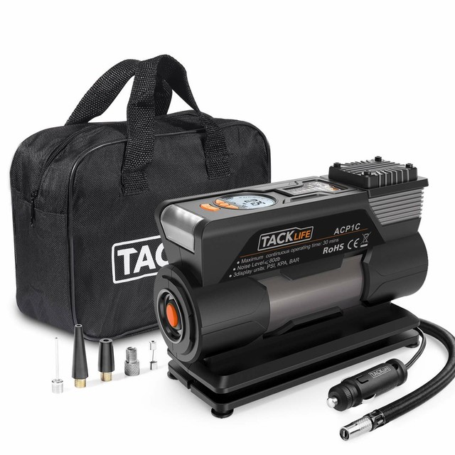 TACKLIFE ACP1C Portable Tire Inflator, DC 12V 150PSI Air Compressor