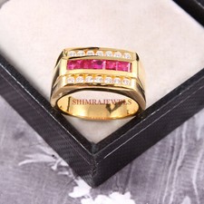 Heated Ruby Gemstone With 925 Sterling Silver Ring for Men's 97