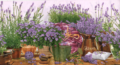 4 lose Lunch Servietten Napkins Blumen Flowers Lavendel lila