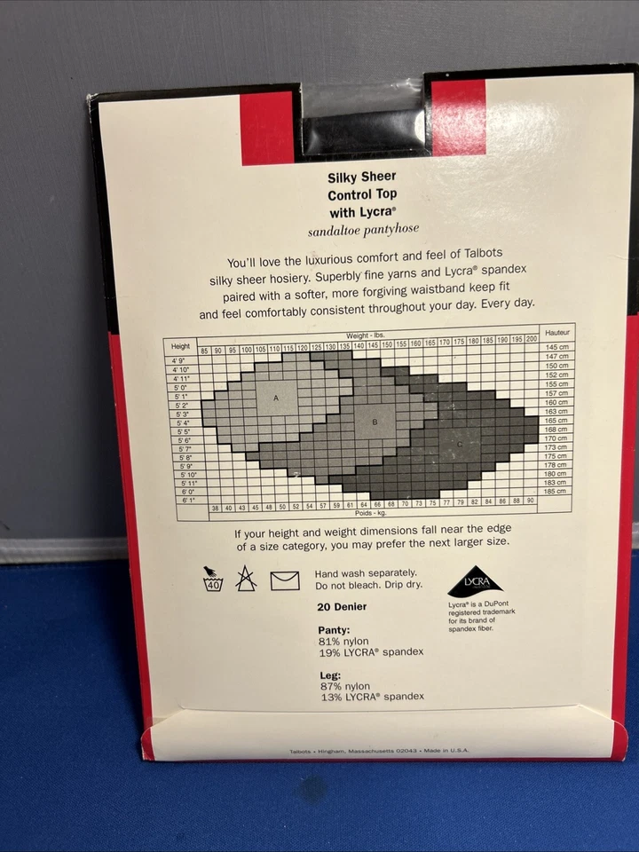 Pantimedias Talbots sedosas transparentes control superior con lycra talla B azul marino sandalia pantimedias Foto 3 de 3