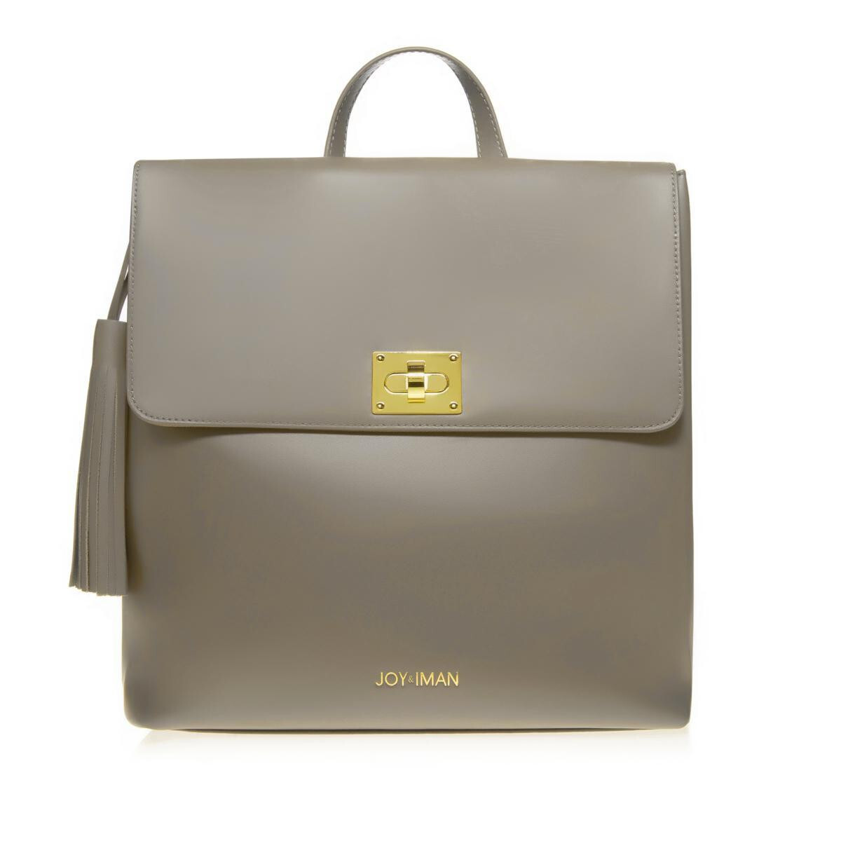 Шикарный кожаный рюкзак JOY - IMAN с кисточками и RFID-идентификатором темно-серый 7790₽