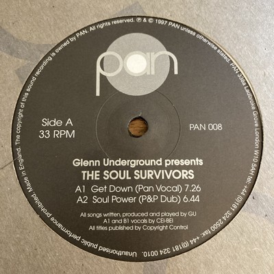 Glenn Underground Presents The Soul Survivors - Get Down - PAN - Deep House 12 