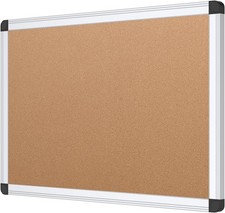 VIZ-PRO Cork Notice Board, 18 X 12 Inches, Cork Bulletin Board with Silver Al...