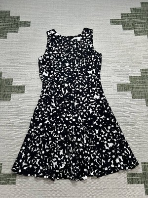 Diane Von Furstenberg Dress Womens 6 Black White Floral Blouson 