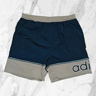 ADIDAS Vintage Années 90 Short De Bain Homme Élastique Poches Bleu Taille S - Photo 1/4
