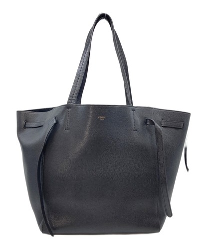 CELINE Cabas Phantom Small Tote Bag Leather Black Women Used Authentic