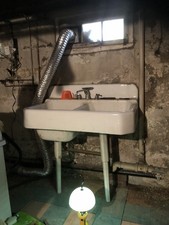 Vintage Cast Iron Double White Porcelain Sink 1900-1950s