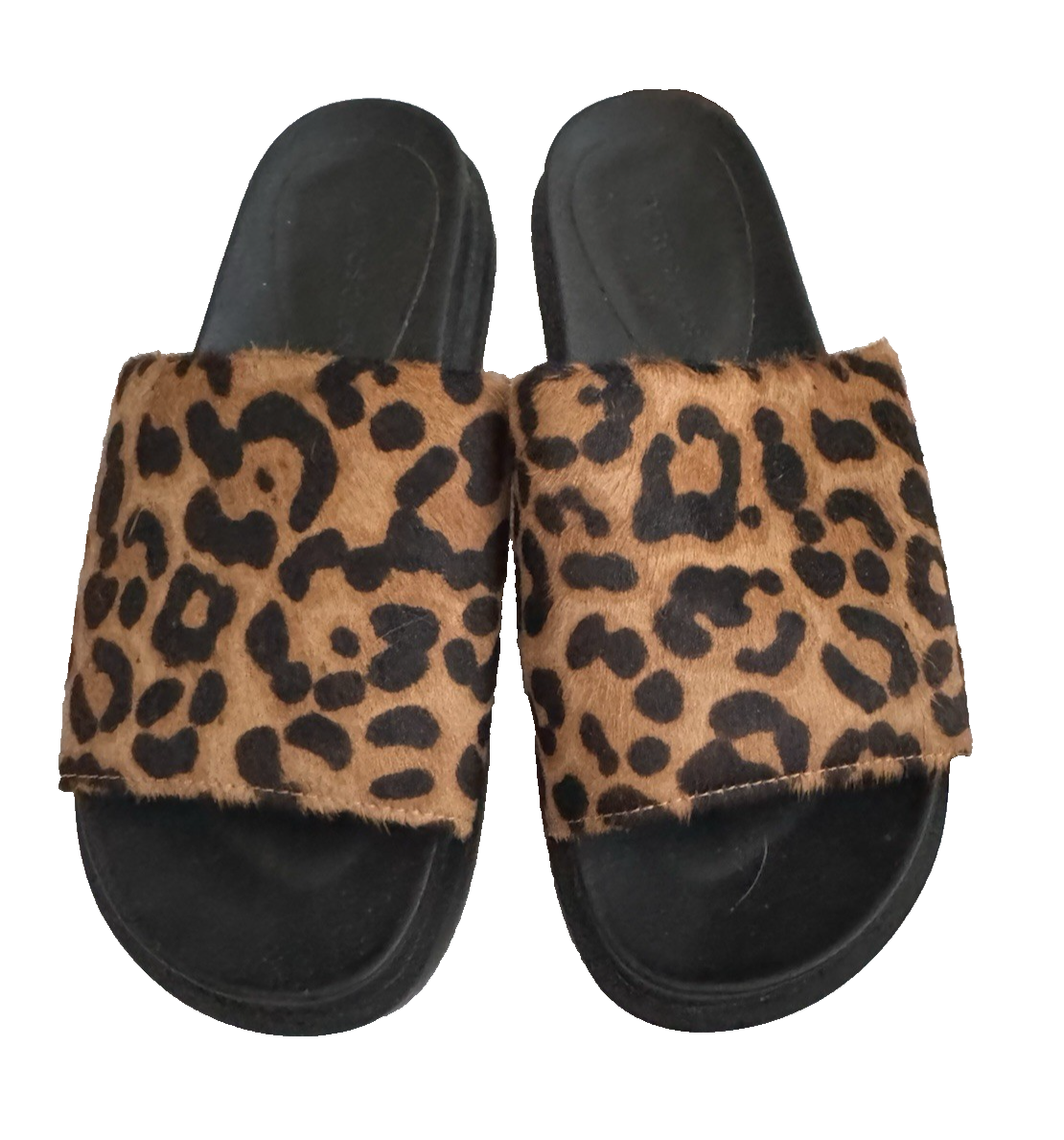 SAOLA Aerosol Leila leopardato slide slipper suola rigida nuovo senza etichette scatola tomaia in pelle tg7