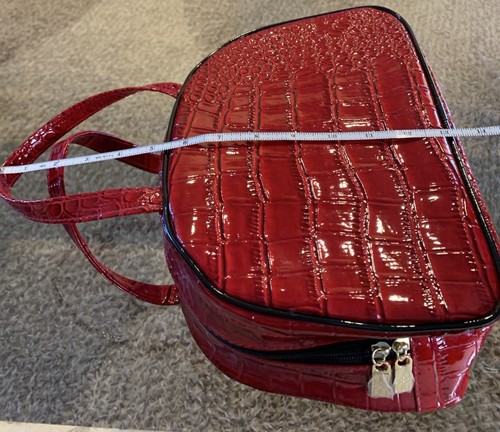 NOS Elizabeth Arden Red Tote 12"X8" Purse Faux Crocodile Large Handbag TRAVEL - Picture 9 of 10
