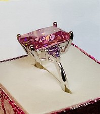 PINK TOPAZ RING - 16X12mm Or 10.5ctw - Trilli...
