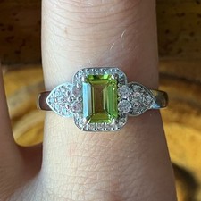 Natural Peridot Sterling Silver Ring Size 8.75