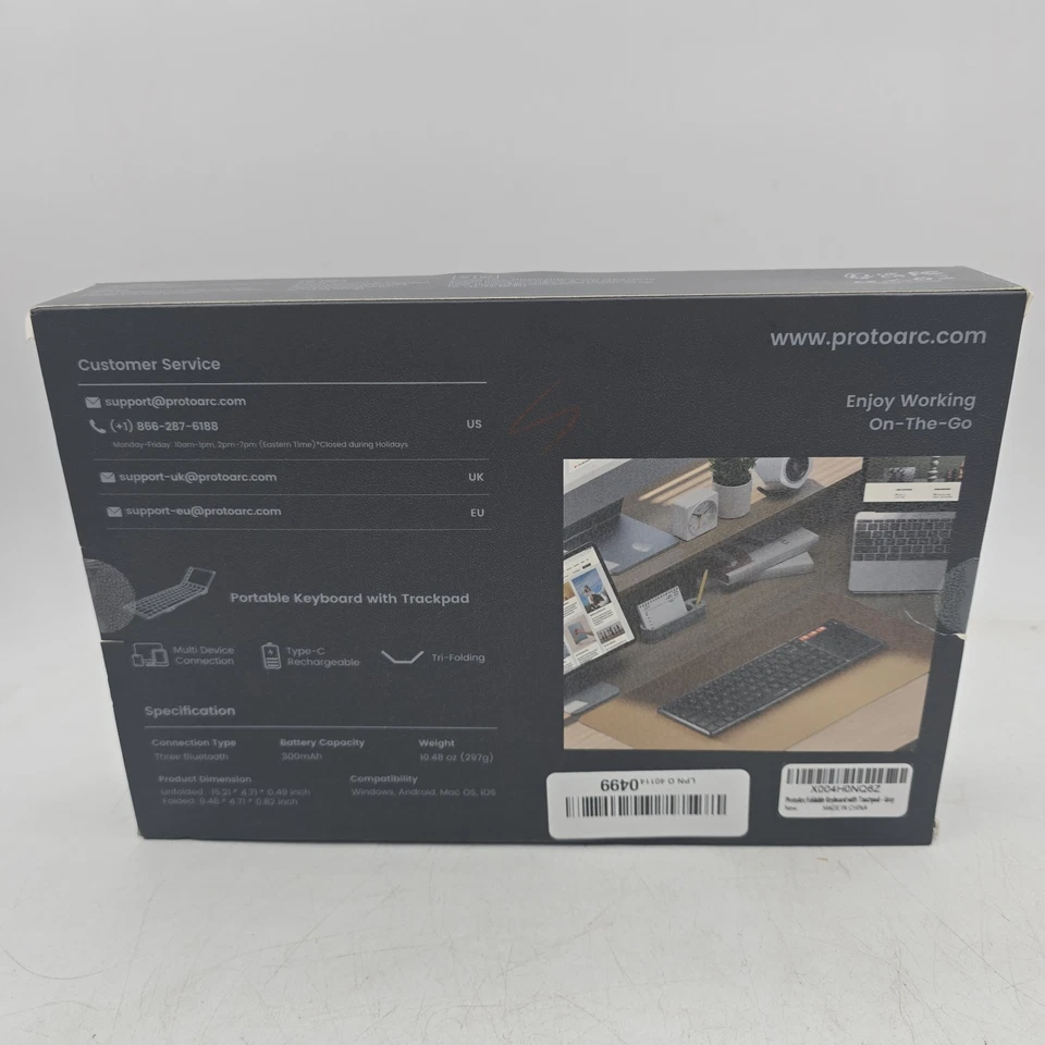 ProtoArc XK01TP Foldable Wireless Bluetooth Keyboard Touchpad + Case Brand New - Image 2 of 4