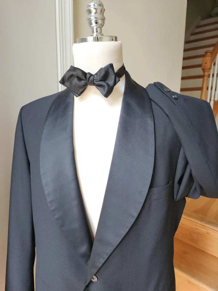 Chaqueta de Esmoquin Lord West Mantón Solapa Años 60 De Colección Talla 42R Negra Foto 3 de 4