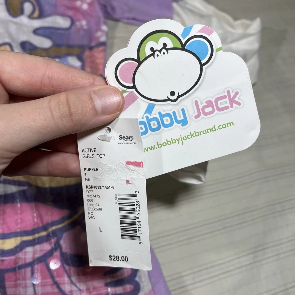 VTG Y2K Bobby Jack Bubble Gum Shirt Girls 14/16 Monkey Long Sleeve Key Chain NWT - Image 2 of 4