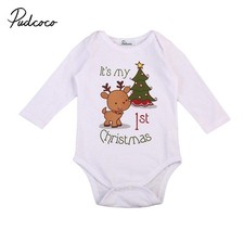 christmas baby romper newborn infant baby boys girls cartoon deer Christmas tree