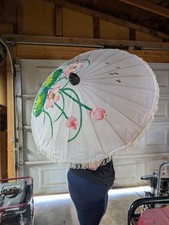 82cm Umbrella Women Umbrella Ancient Lotus Flower Antique Oil Paper Bamboo