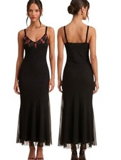 XSCAPE Y2K Embroidered & Beaded Silk Evening Gown - Size LP