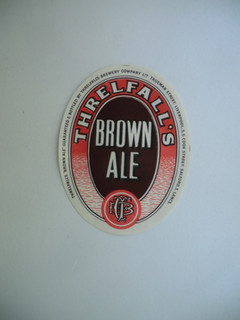 MINT THRELFALLS LIVERPOOL & SALFORD BROWN ALE BREWERY BEER BOTTLE LABEL
