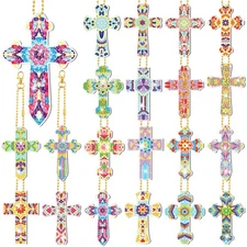 FairySandy 20 Pcs Easter Diamond Painting Keychains Cross Diamond Art Keychai...