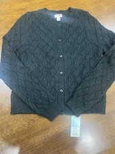 Girls Black Cat  Jack Button Up Sparkle Sweater XL 14 NWT