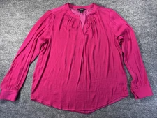 Women’s Simply Vera Vera Wang Pleated Blouse Size Large Pink Long Sleeve