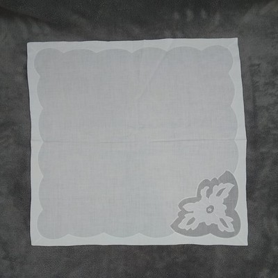 9 Vintage Madeira Sheer Organza Applique White Linen Floral Napkins 18''