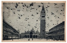 1934 Venice Italy St Mark s Basilica Piazza San Marco Birds Vintage Postcard