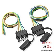 5-Way Flat Trailer Wire Harness Male Female Extension Cable Connector Plug