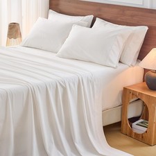 Linen Sheets Set Queen Size 6 Piece Extra Deep Pocket 18-24 White Bedlifes Flax