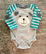 Koala Baby 9M Boy Long Sleeve Bear One-Piece Bodysuit Striped Elbow Patch Babyco