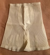 Vintage White Long Leg Girdle by Bi-flex 1260 Embossed Shaper Sz M