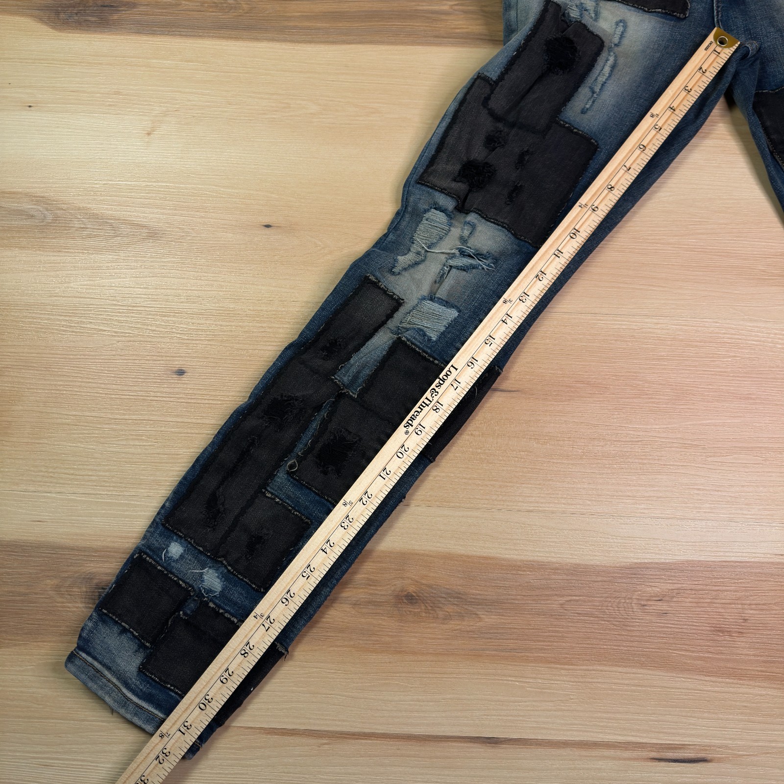 VALABASAS Panels Stacked Patchwork Denim Jeans Me… - image 11