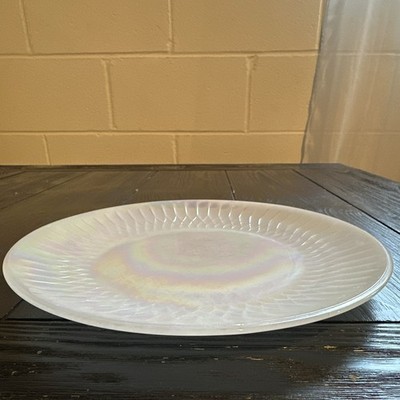 Fire-King Iridescent White Milk Glass Plate