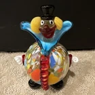VTG Murano Art Blown Glass Figurine Whimsical Round Ball Clown UV Reactive Italy
