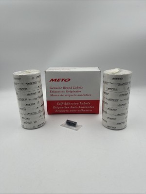 Meto Labels 221WHTMT  14 Rolls = 21,000 Labels With Ink Roller NEW