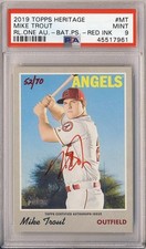 2019 Topps Heritage Mike Trout Real One Auto Special Edition Red Ink #/70 PSA 9