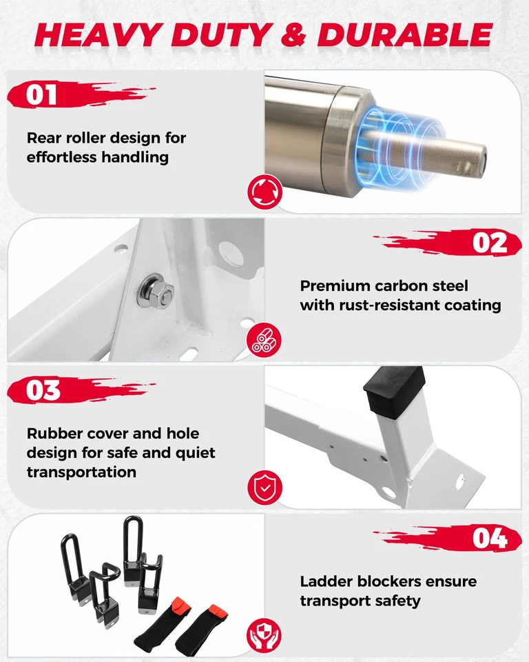Escalera de techo para furgoneta de carga con rodillo de 24" para Mercedes-benz Metris 2013-en 3 barras Foto 4 de 4