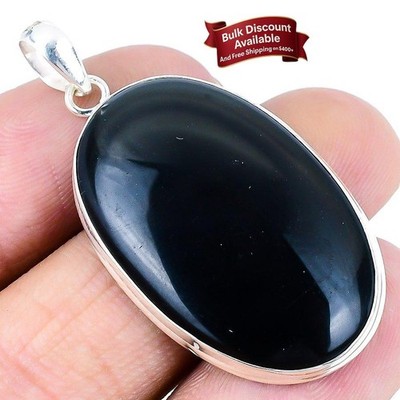 Natürliches Obsidian Auge 925 Massiv Silber Handarbeit Geburtstag Neu Anhänger Schmuck