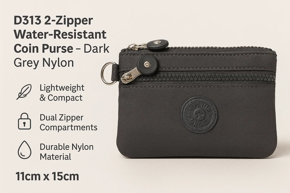 Ladies 2-Zippers-Water Resistance Coin Purse/Small/Printed/Plain Wallet - Image 2 of 3