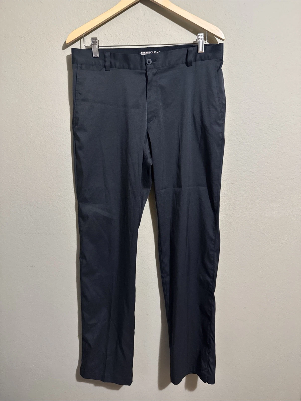 NIKE Golf Pants Men M 32x32 Black Dri Fit Performance Stretch Chino
