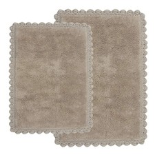 Chesapeake Merchandising Crochet 2-Piece Bath Rug Set 21 X 34 17 X 24 Linen