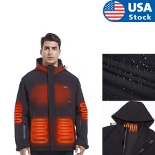 Heated Jacket for Men with Battery Waterproof Outdoor Rain Jacket Hood
