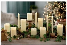 Home Reflections 12pc Decorator Ultimate Flameless Candle Set Taper Pillar-IVORY