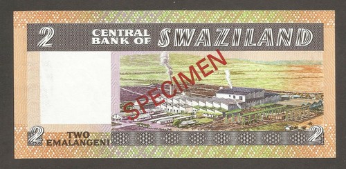 Swaziland 2 Emalangeni N.D. (1984); UNC; P-8s2; BNB-B203bs2; King; SPECIMEN - Picture 2 of 2