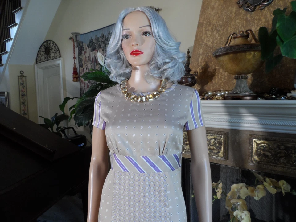 Vestido Philosophy Di Alberta Ferretti Beige Multi Vaina Talla US 4 Foto 4 de 4