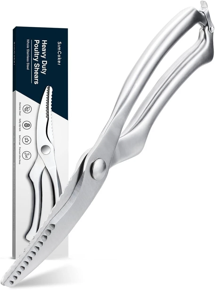 SimCoker Poultry Shears Kitchen Shears With Anti-Slip Handle & Safety Lock