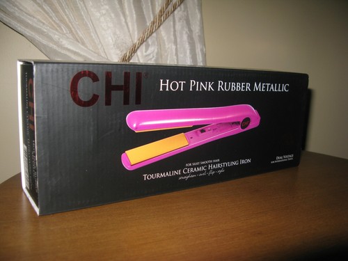 Chi Ionic Hot Pink Rubber Metallic Tourmaline Ceramic Hairstyling Iron - Picture 2 of 3