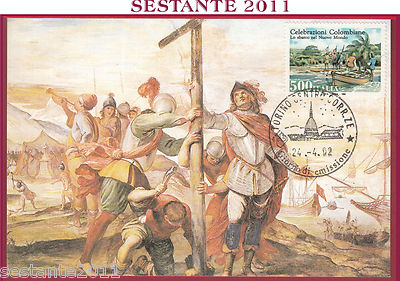 ITALY MAXIMUM MAXI CARD ROME 833 COLOMBIAN CELEBRATIONS 1992 YEAR TURIN C597