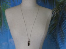 Necklace with a Hexagonal Natural Gemstone Healing Pendant Tiger Eye iron 30"
